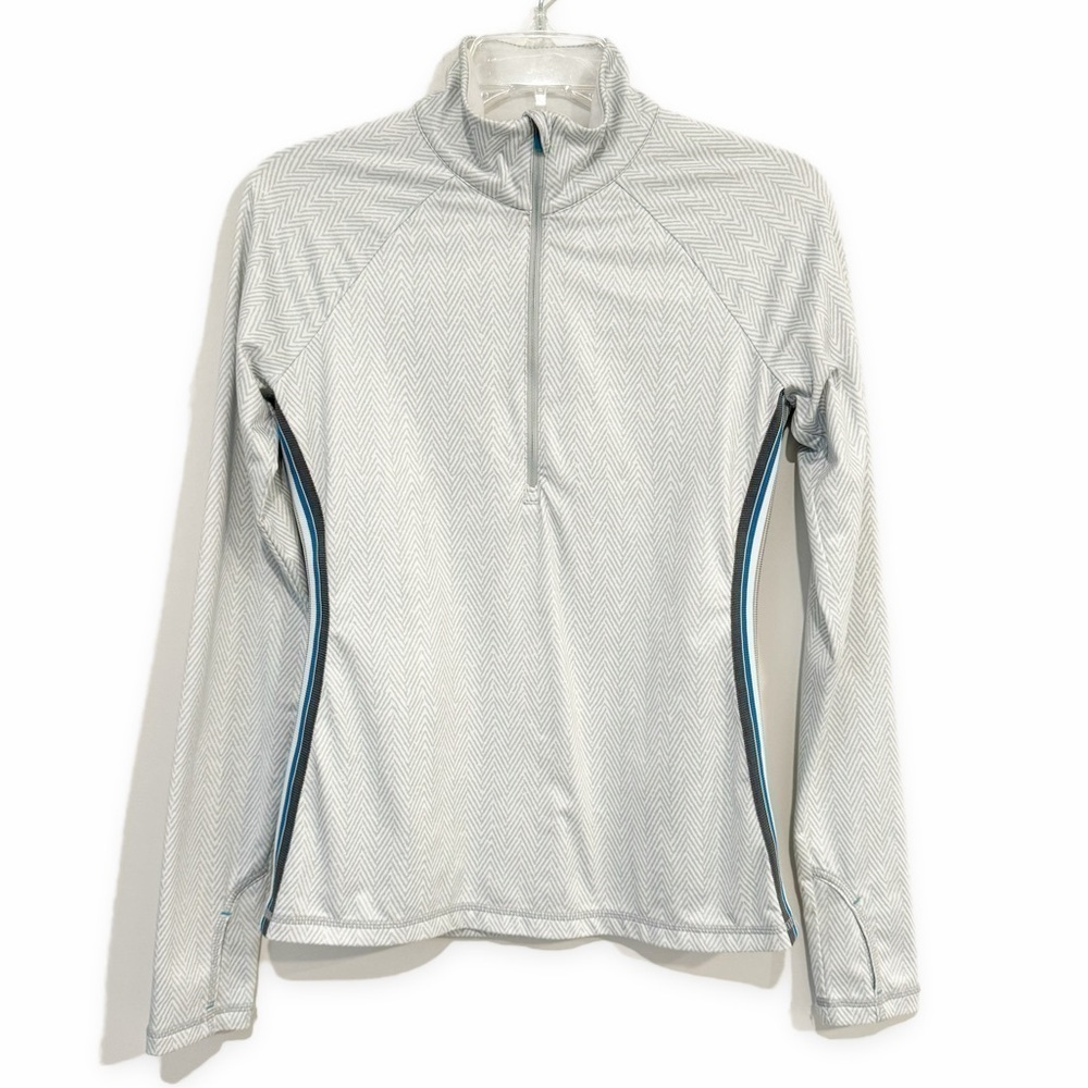 Athleta | Sierra White Herringbone 1/2 Zip Top Thermal Spandex Size Small